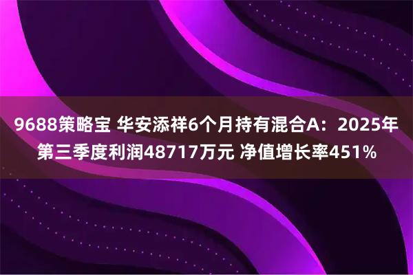 9688策略宝 华安添祥6个月持有混合A：2025年第三季度利润48717万元 净值增长率451%